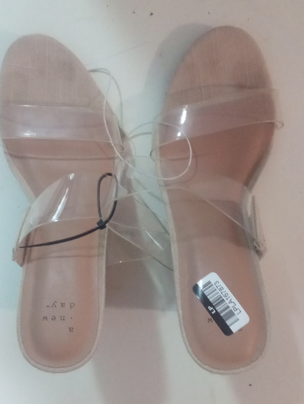 A New Day Clear Strap Slide Sandals in Nude  Sz 8 NWT $40 Ansel